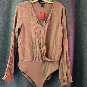 Forever 21 Woven Long Sleeve Bodysuit
